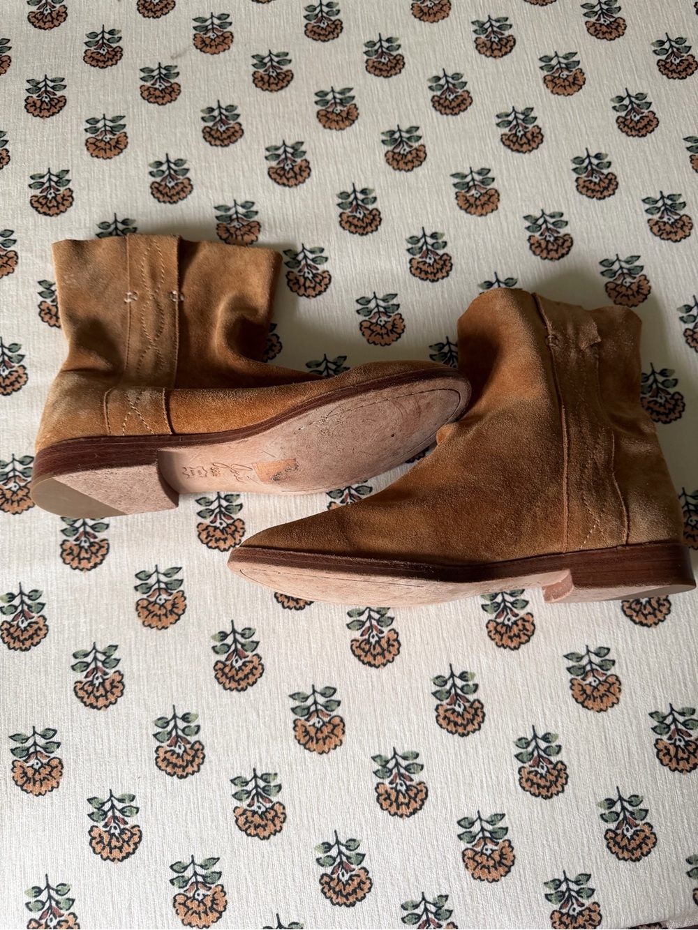 Joie Pull On Suede Ankle Booties Tan Brown EU 36.5 US 6.5